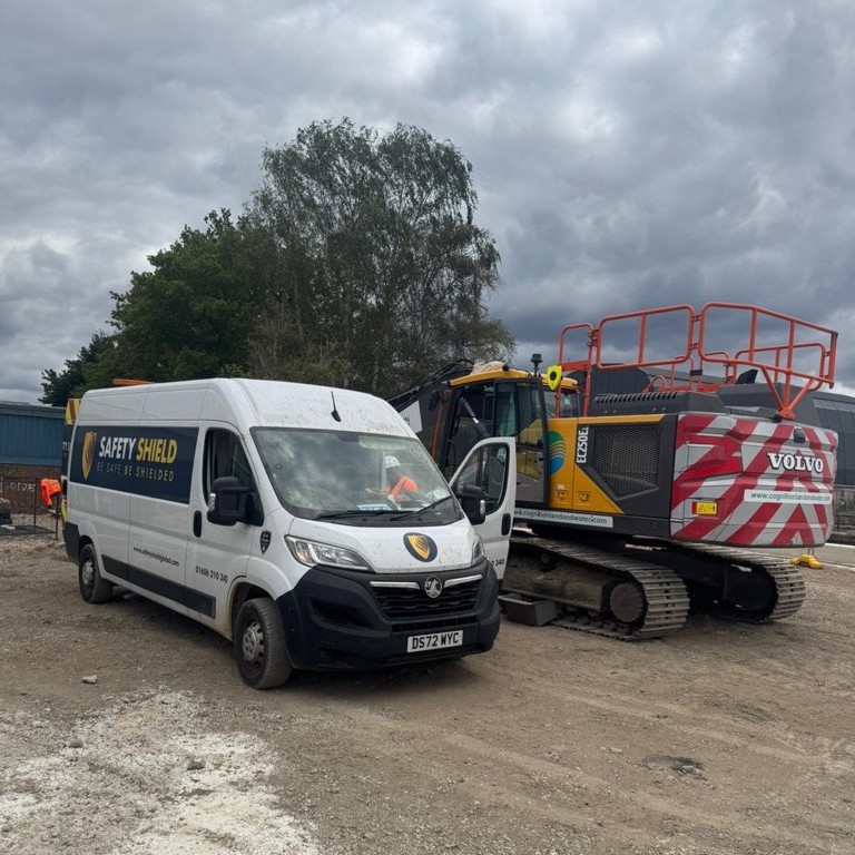 Safety Shields System Installed on CLW Excavator - Meridian Water SIW